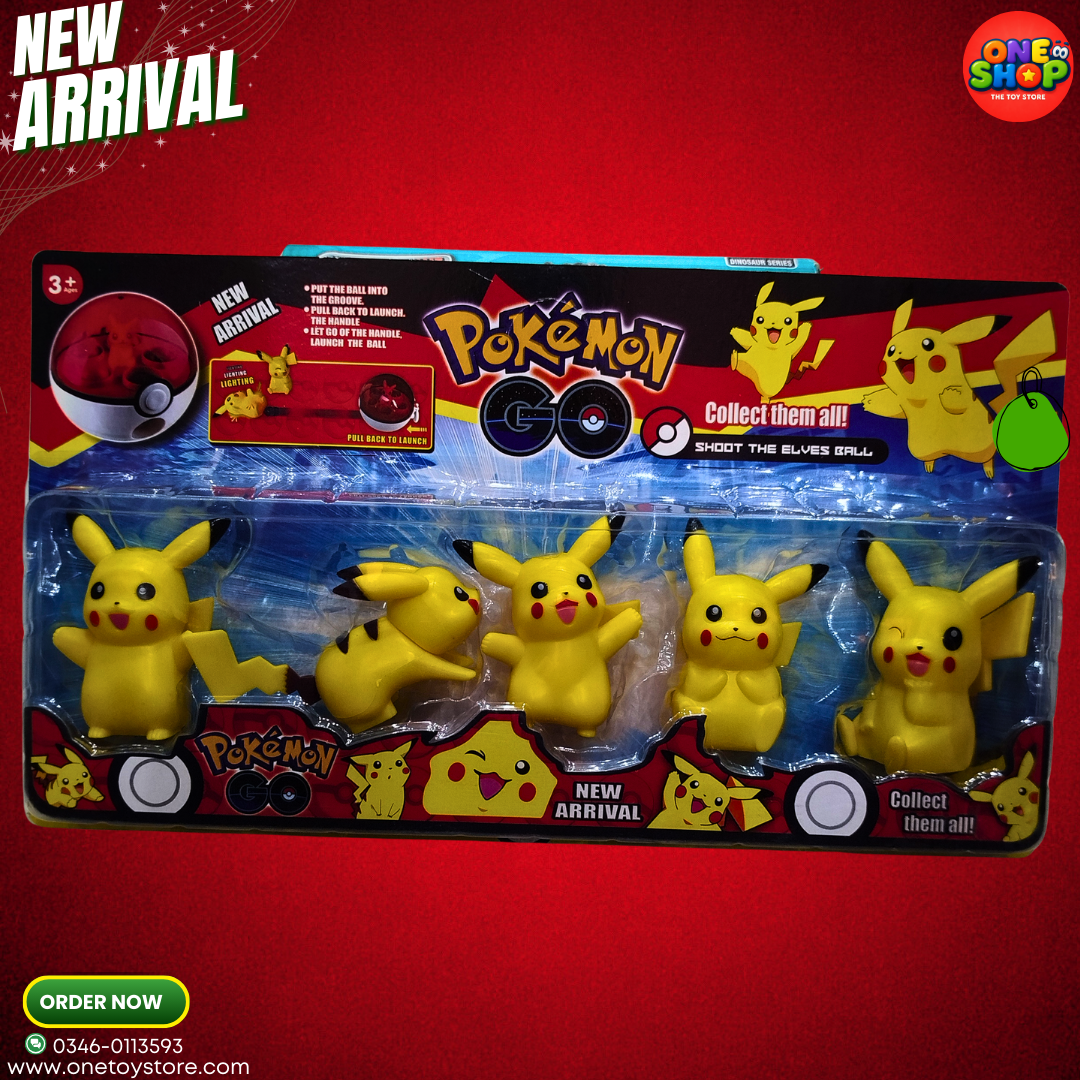 Pokemon Pikachu Toy Set for Kids – Pokémon GO Action Figures Pack with Poké Ball Launcher | Cute Anime Collectible Toys for Boys & Girls