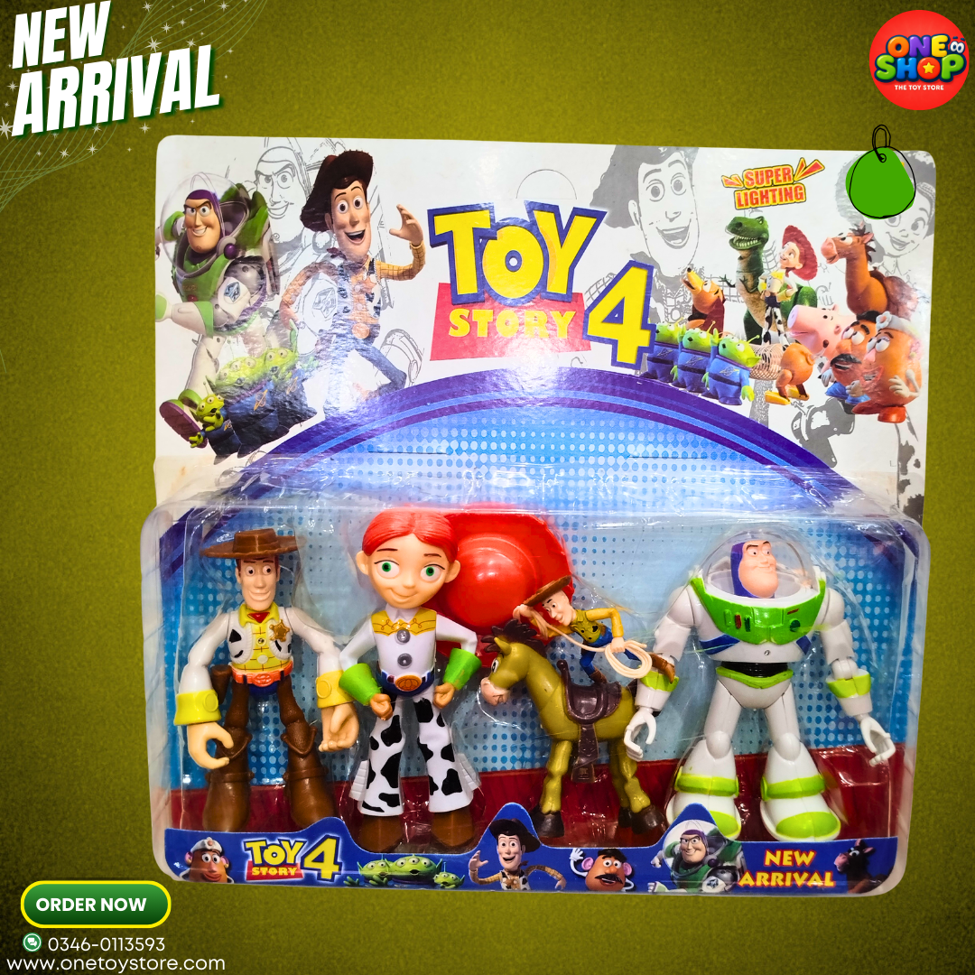 Toy Story 4 Action Figures Set for Kids – Woody, Buzz Lightyear & Jessie Toy Collection Pack | Cartoon Character Toys for Boys & Girls