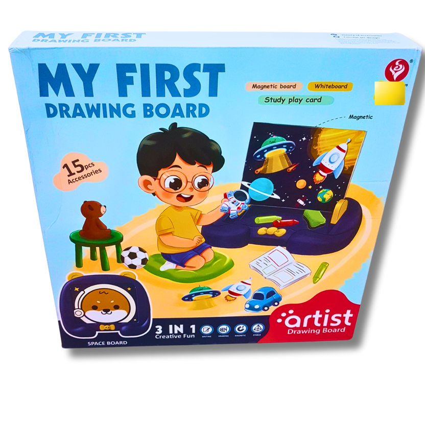 My First Drawing Board - 3-in-1 Magnetic and Whiteboard Set with Accessories (Ages 3+) Main image