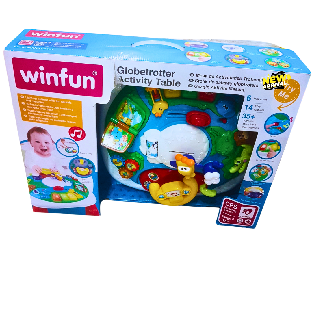 Winfun Globetrotter Activity Table for Toddlers – Interactive Learning Toy with Lights, Music & 6 Play Zones (12m+)