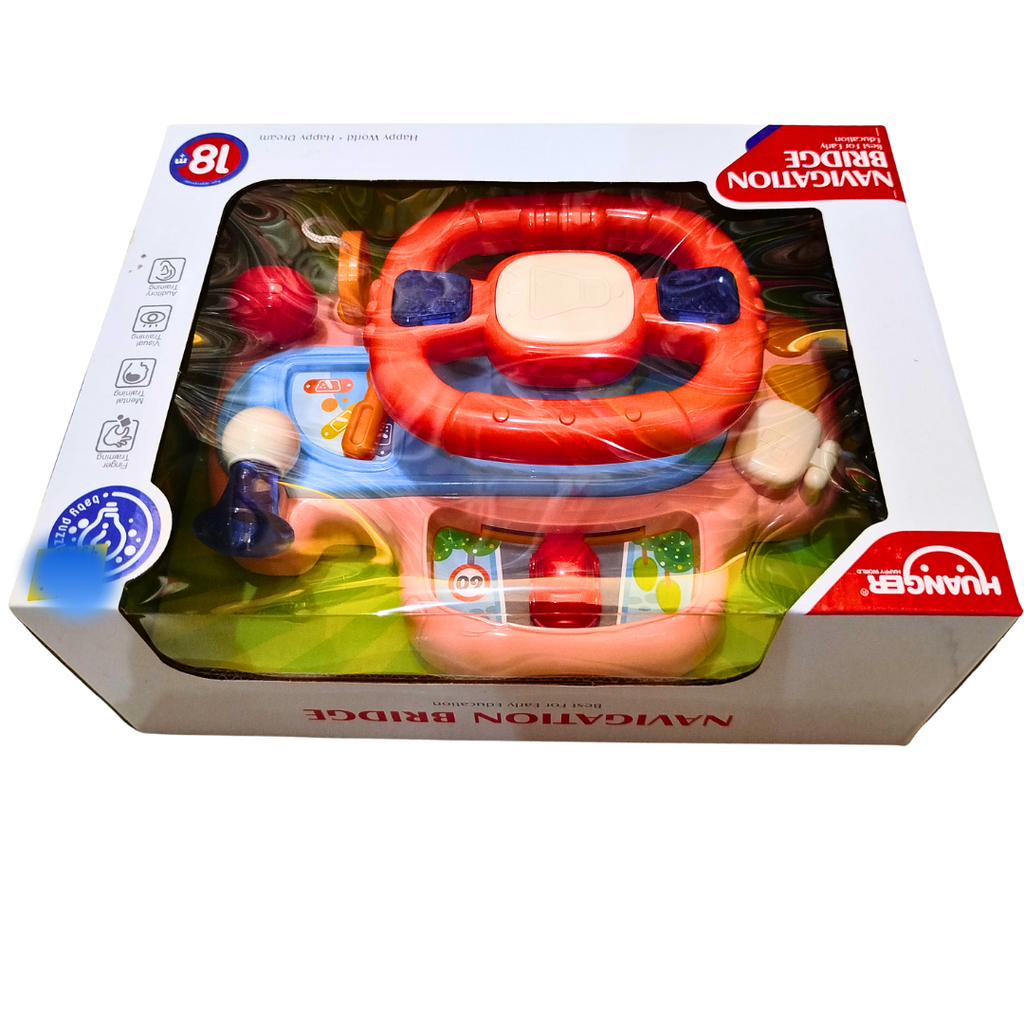 🚗 Huanger Baby Steering Wheel Toy – Navigation Bridge Driving Simulator with Lights, Sounds & Gear Shift | Educational Toy for 18+ Months