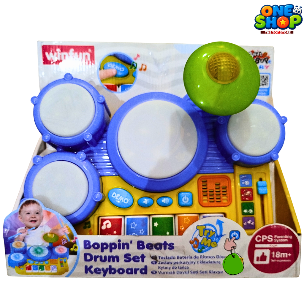 Winfun Boppin’ Beats Drum Set Keyboard for Kids – Musical Drum & Piano Toy with Lights, Sounds & Learning Activities