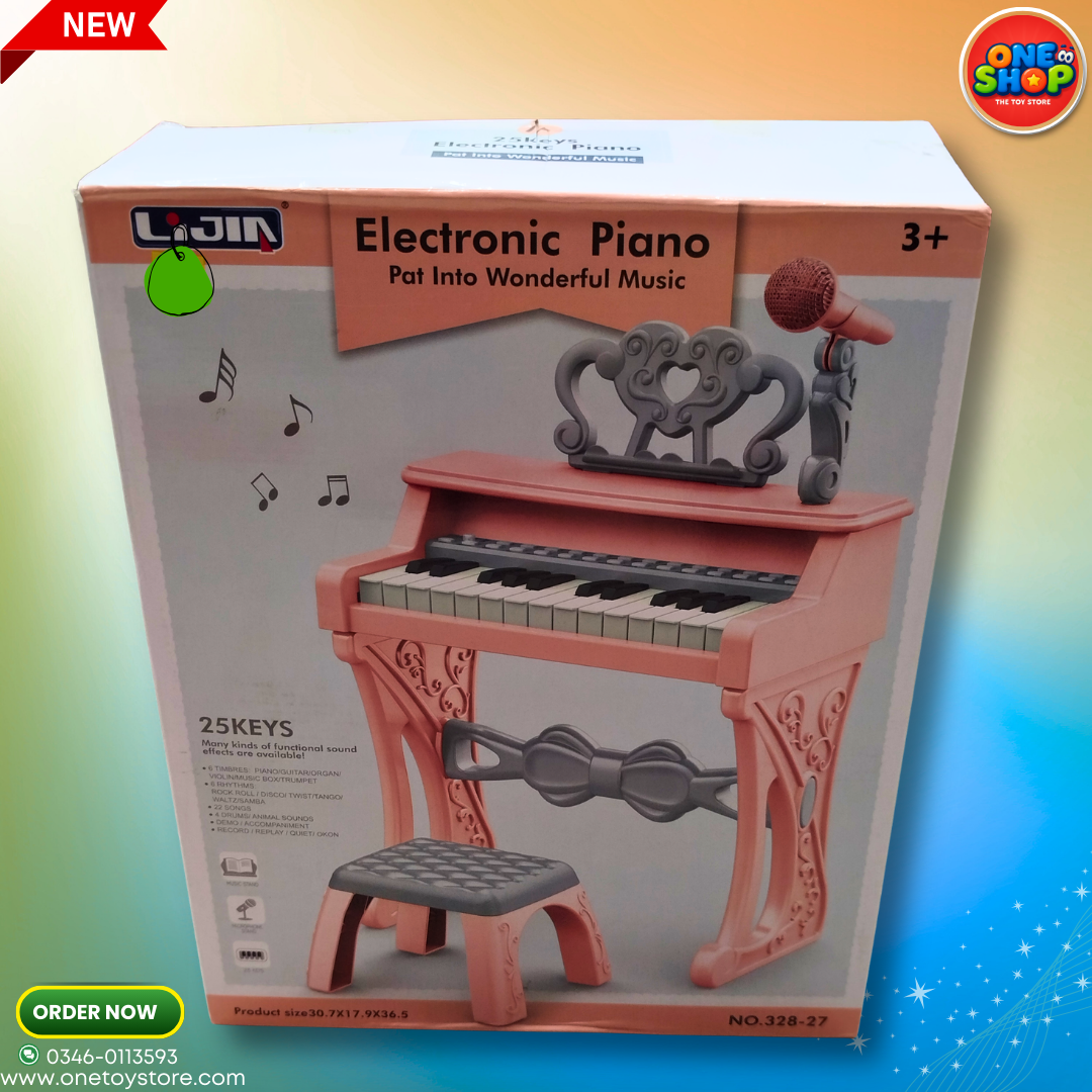 25 Keys Kids Electronic Piano with Microphone & Stool – Mini Music Studio Keyboard for Girls 3+ | Educational Musical Toy with Animal Sounds & Recording Function Secondary image
