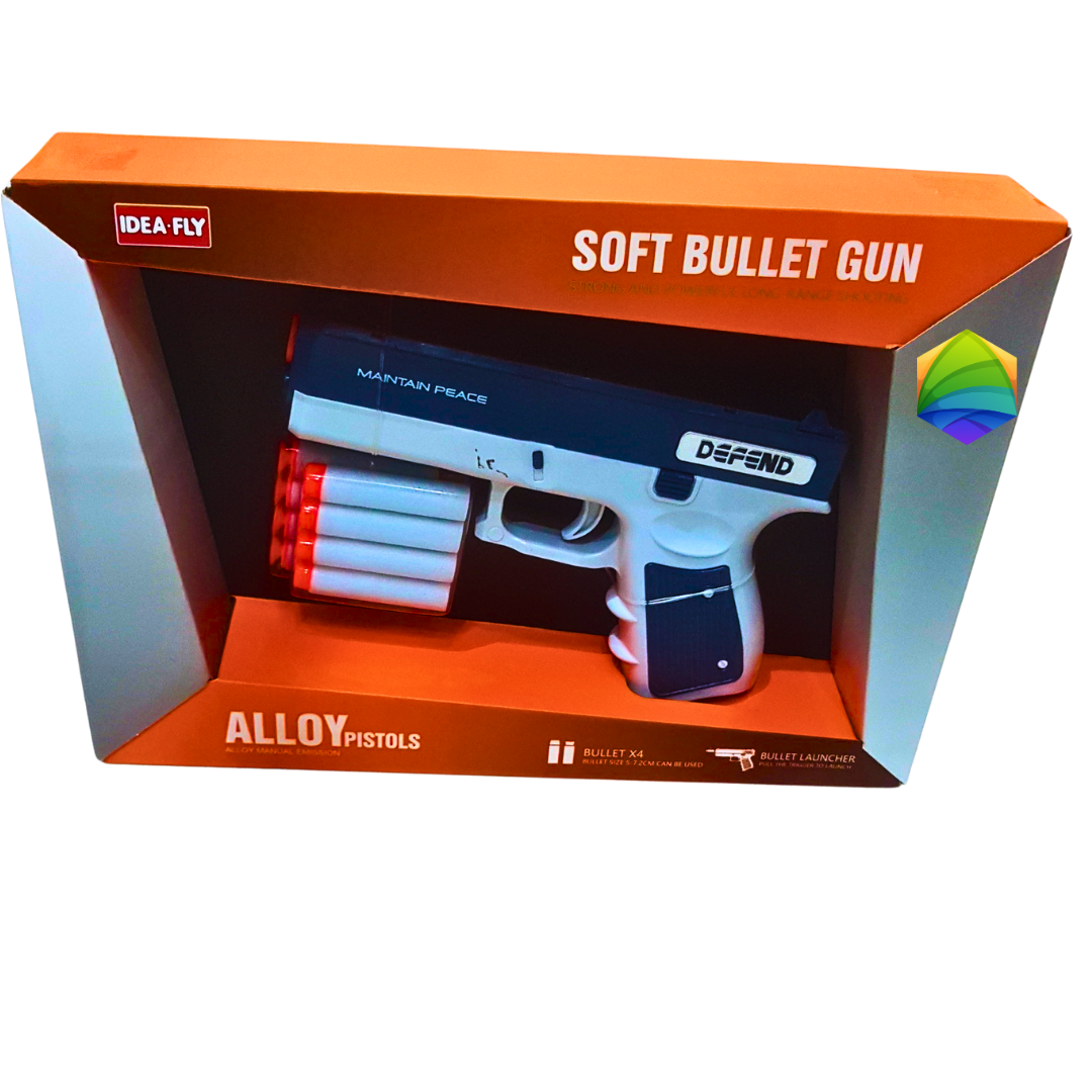 Soft Bullet Toy Gun for Kids – Safe Foam Blaster Pistol with 4 Darts | Pretend Play Shooting Toy for Boys Ages 5+