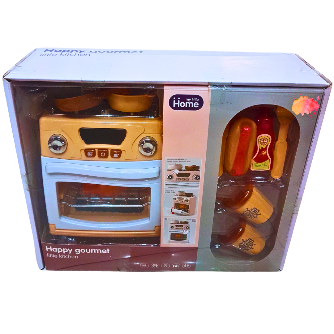 Happy Gourmet Little Kitchen Toy Set with Cooking Accessories – Realistic Kitchen Play for Kids – Ages 3+