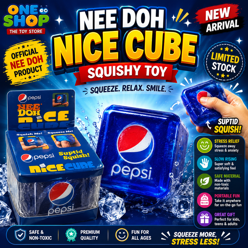 NeeDoh Nice Cube Squishy Toy – Pepsi Ice Cube Stress Relief Squeeze Toy | Slow Rising Sensory Fidget Toy for Kids & Adults | Super Soft Non-Toxic Squishy Main image