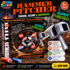 Hammer Pitcher Target Throwing Game for Kids – Indoor & Outdoor Foam Dart Hammer Toss Game with 71cm Target Board | Fun Skill Development Toy for Boys & Girls Age 3+
