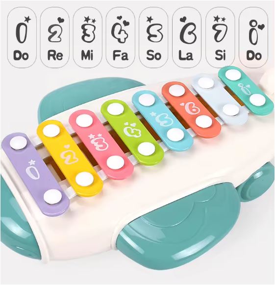 8-Key Kids Xylophone Toy Airplane Shape with Pair of Mallets for Early Musical Educational