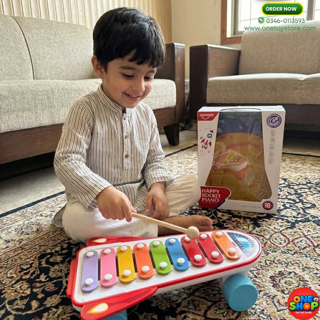 Huanger Happy Rocket Piano Toy – 8-Tone Musical Xylophone for Toddlers (18+ Months) | Educational Music Learning Toy for Boys & Girls