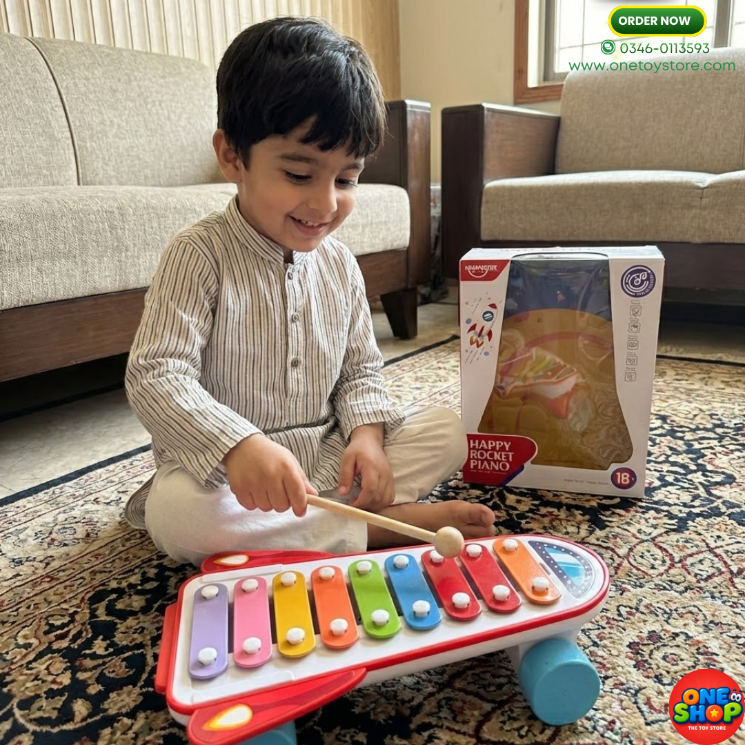 Huanger Happy Rocket Piano Toy – 8-Tone Musical Xylophone for Toddlers (18+ Months) | Educational Music Learning Toy for Boys & Girls