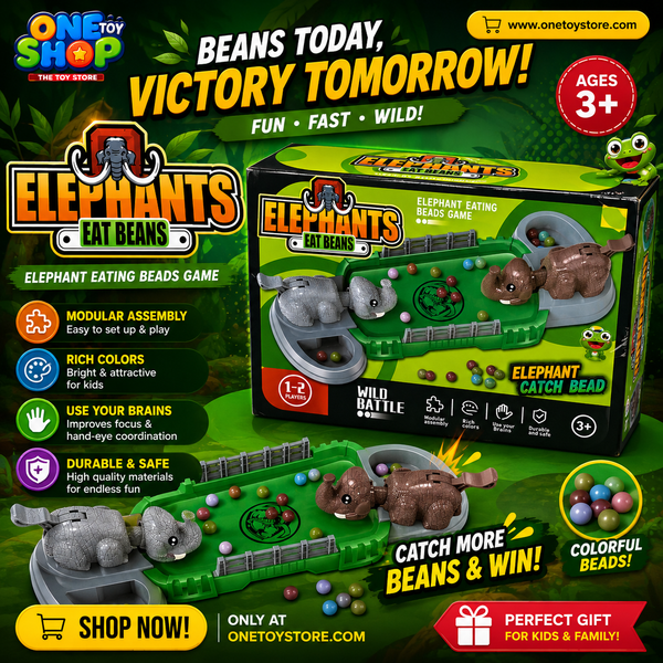 Elephant Eating Beads Game for Kids – Interactive Elephant Catch Bead Board Game | Fun Educational Family Toy for Boys & Girls Ages 3+