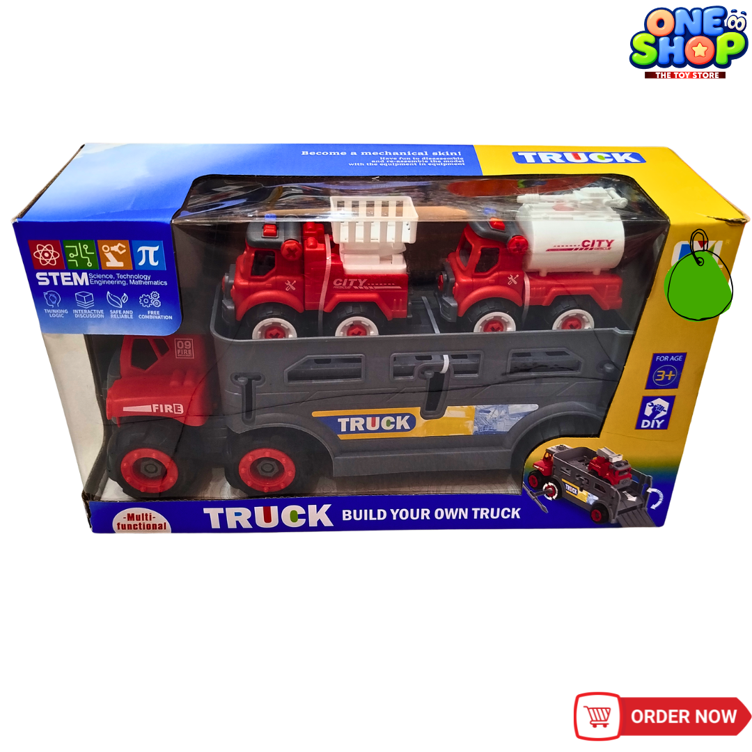 STEM DIY Build Your Own Truck Toy Set for Kids – Multi-Function Transport Truck with Mini Fire & City Service Vehicles | Educational Engineering Toy (3+ Years) Secondary image
