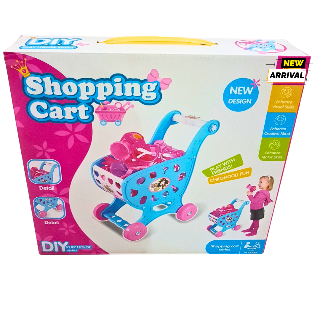 Kids' Shopping Cart Toy – DIY Play House Supermarket Trolley Set (Ages 3+) Main image