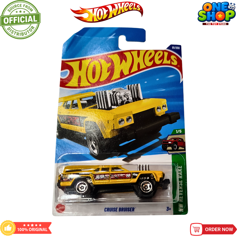 Hot Wheels Cruise Bruiser Die-Cast SUV – Yellow Muscle Wagon Toy Car for Kids & Collectors Main image