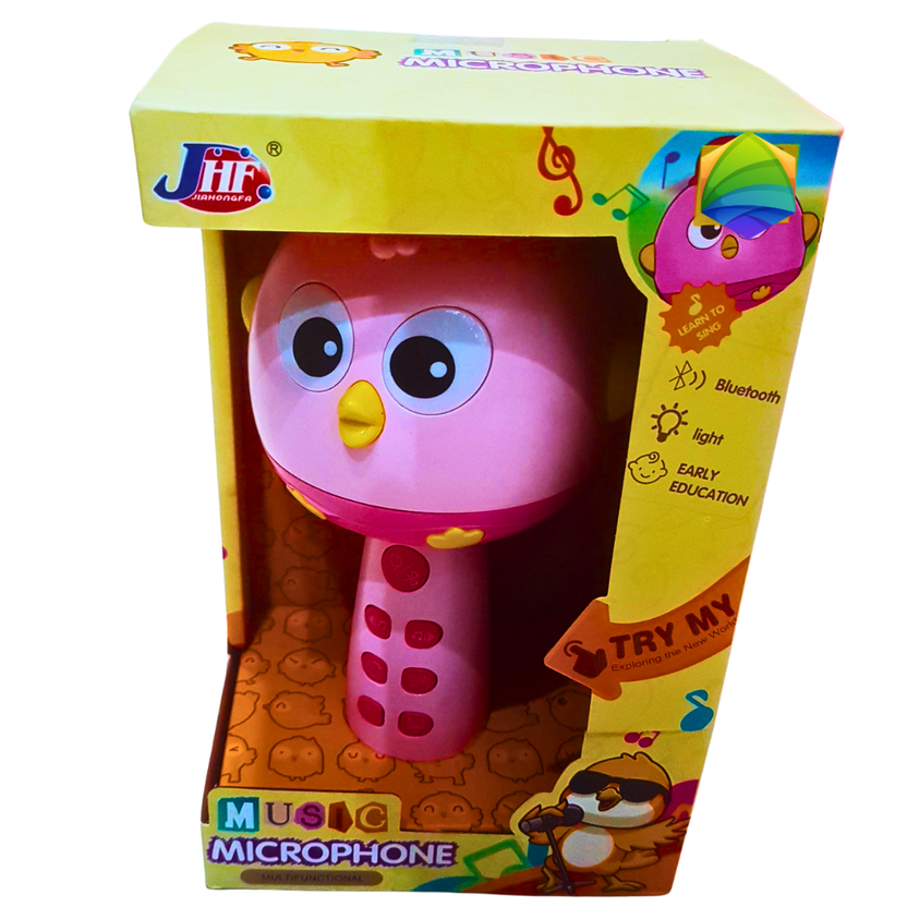 Kids Bluetooth Music Microphone Toy – Singing & Learning Mic with Lights and Sound | Cartoon Bird Design (Ages 3+) Main image