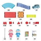 Railcar 63 PCS Magnetic Building Blocks Track Set Educational Toy Playset 1 LED Car STEM Learning Building Set for Kids 3-10 Years