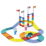 Railcar 63 PCS Magnetic Building Blocks Track Set Educational Toy Playset 1 LED Car STEM Learning Building Set for Kids 3-10 Years