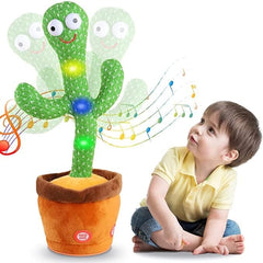 Rechargeable Dancing Cactus Talking Toy,Wriggle Singing Mimicking Cactus,Repeat What You Say,Sing,Dance,Recording,LED
