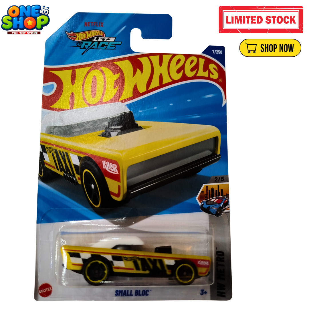 Hot Wheels Small Bloc Die-Cast Car – Yellow Taxi Style Racing Car Toy | Kids Toy Cars Pakistan