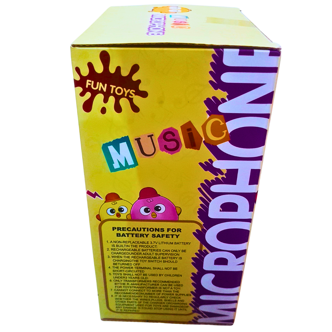 Kids Bluetooth Music Microphone Toy – Singing & Learning Mic with Lights and Sound | Cartoon Bird Design (Ages 3+)