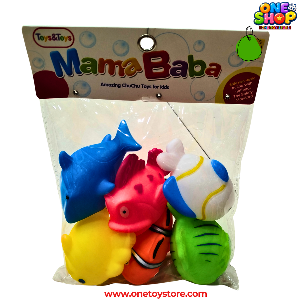 Mama Baba Ocean Animal Squeeze Toy Set – 6PCS Soft Sea Creature Bath Toys for Babies & Toddlers | Non-Toxic Sensory Water Play Toys