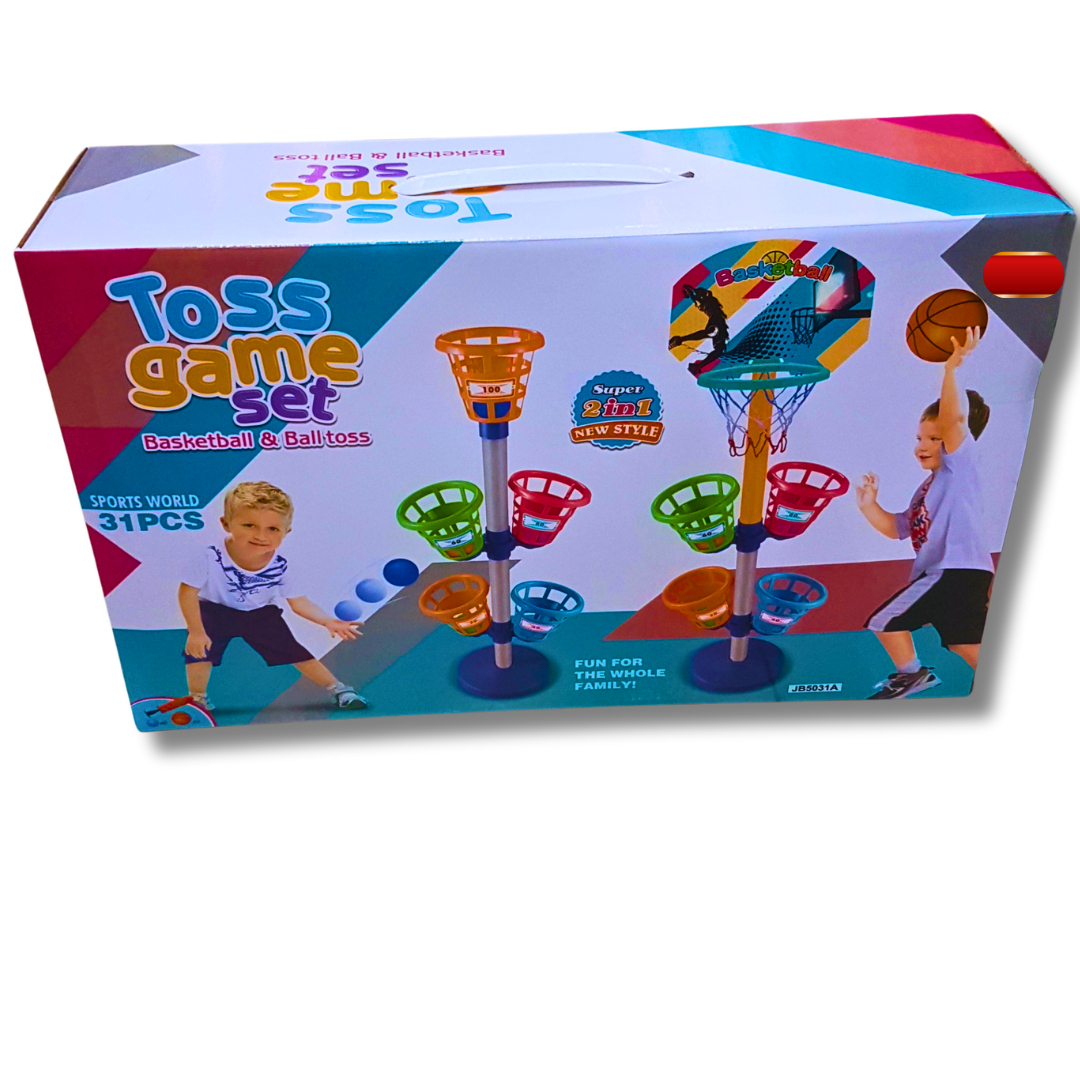 2-in-1 Basketball & Ball Toss Game Set for Kids | Indoor & Outdoor Fun | 31-Piece Sports Activity Set | Ages 3+