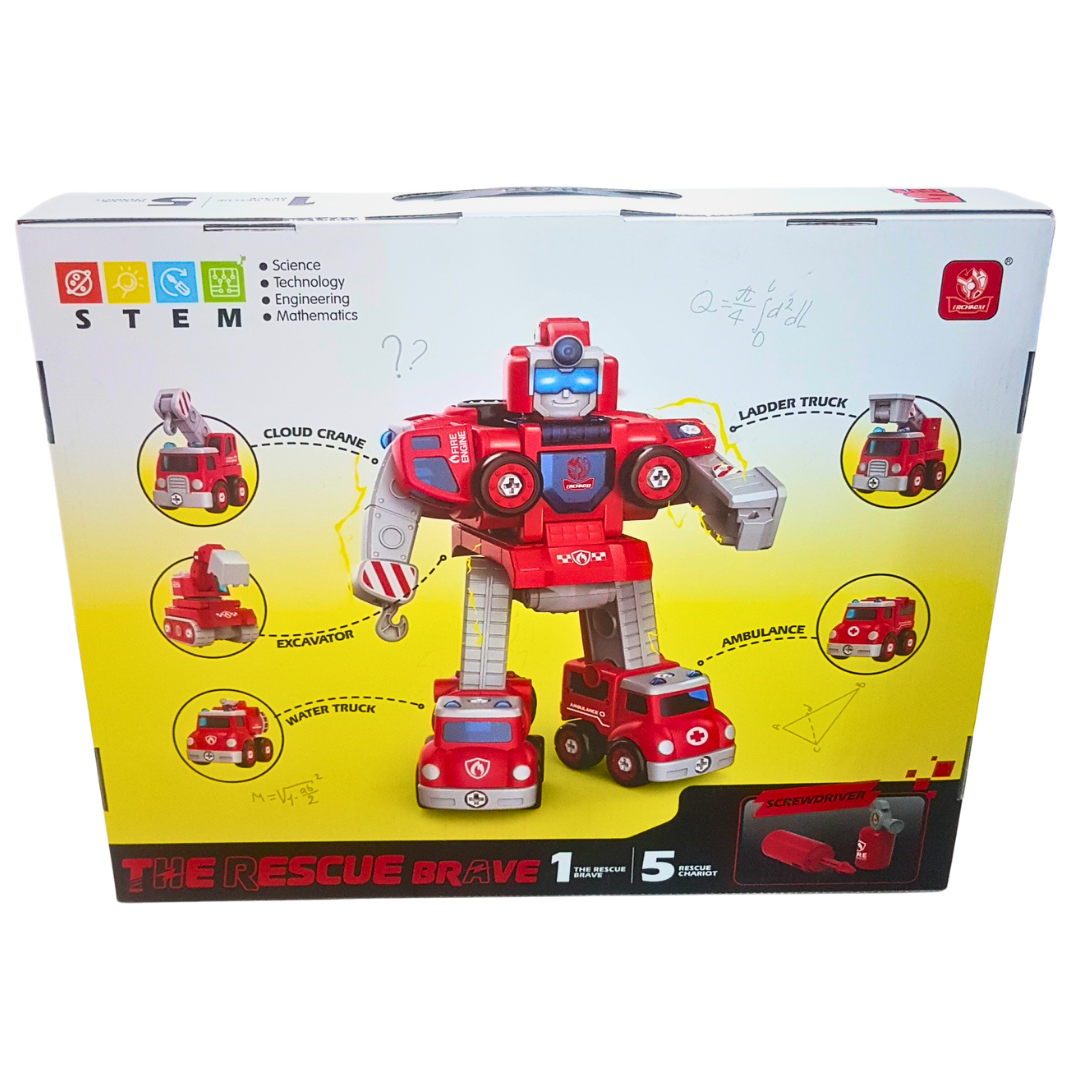 STEM Rescue Brave 5-in-1 Transforming Robot Set | 88 Pieces | DIY Light & Sound Educational Toy for Kids 3+ | New Arrival in Pakistan Secondary image