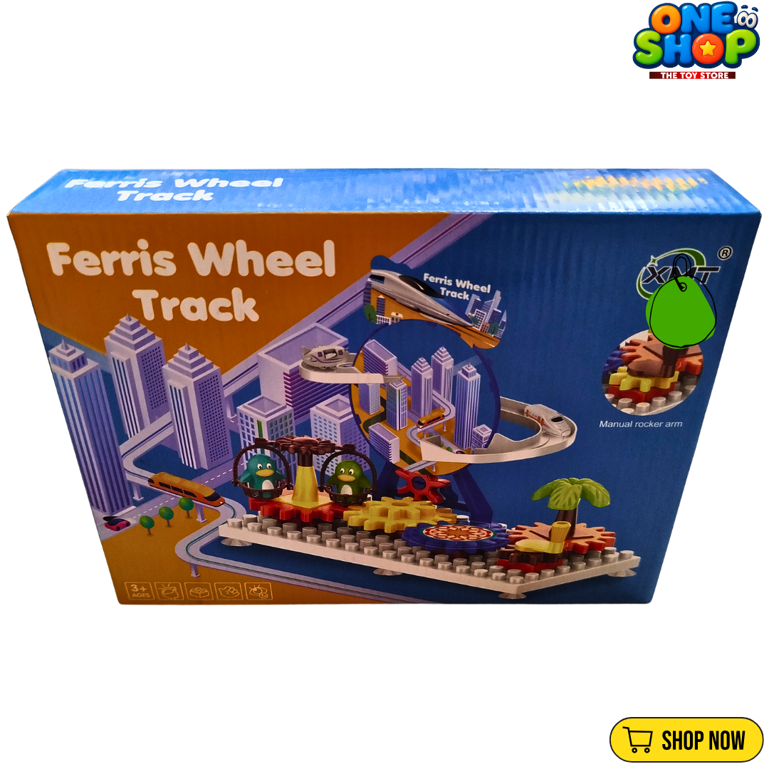 Ferris Wheel Track Building Block Set for Kids – DIY Gear-Powered Amusement Park Toy with Moving Ferris Wheel, Educational Construction Blocks, STEM Learning Toy for Boys & Girls 3+ Years
