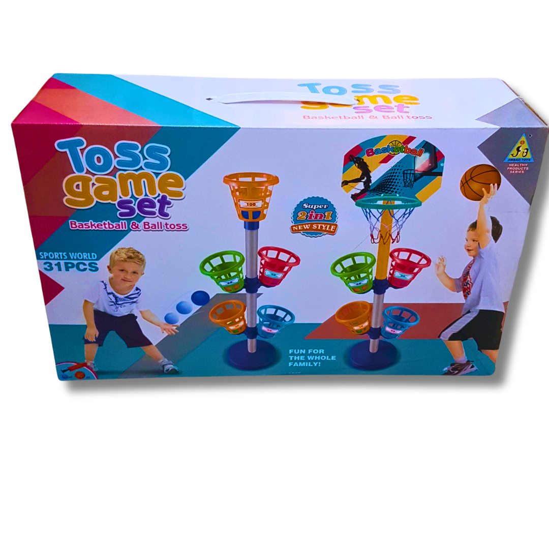 2-in-1 Basketball & Ball Toss Game Set for Kids | Indoor & Outdoor Fun | 31-Piece Sports Activity Set | Ages 3+
