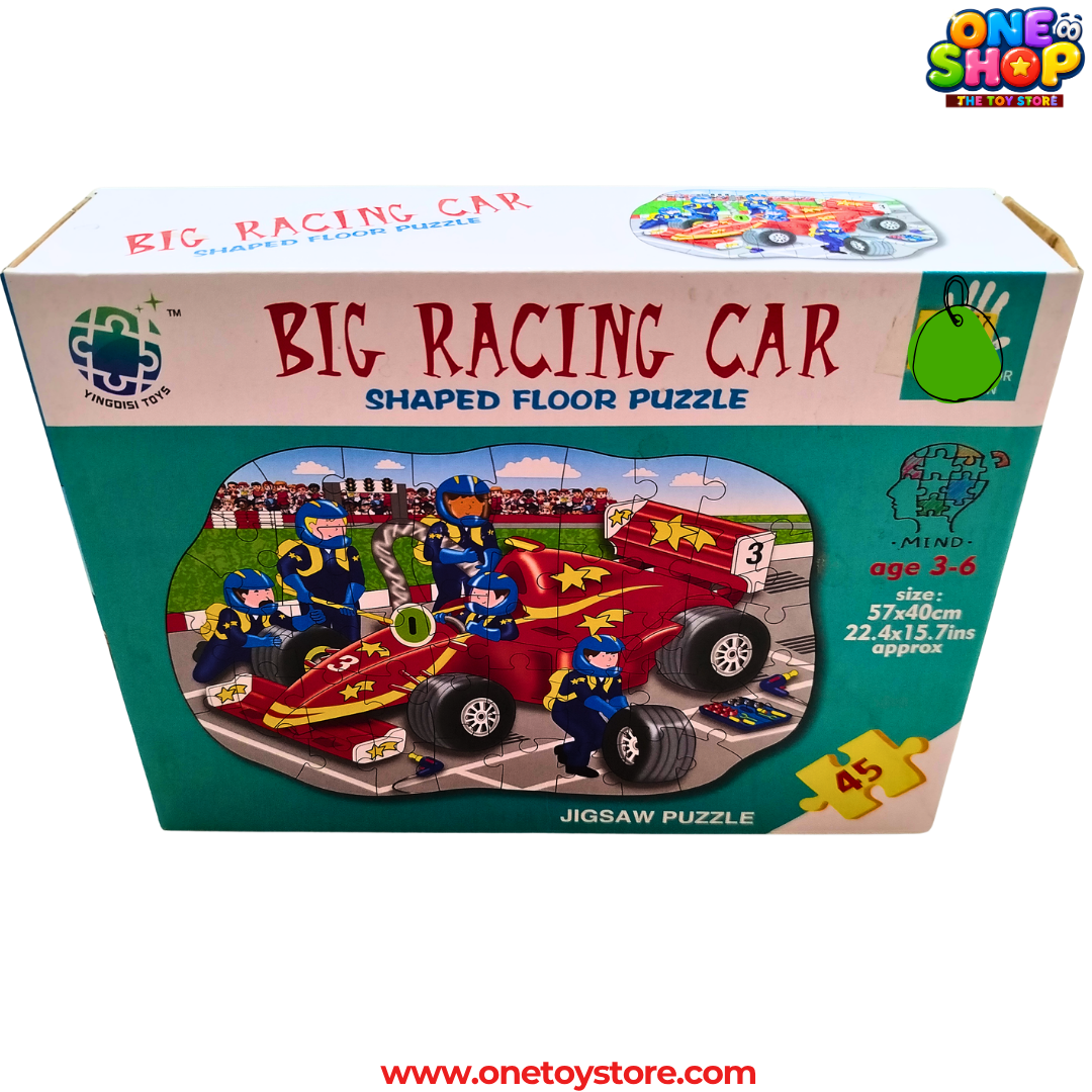 Big Racing Car Shaped Floor Puzzle – 45 Pieces Educational Jigsaw Puzzle for Kids | Racing Car Learning Puzzle Game | STEM Toy for Boys & Girls Ages 3-6 Years