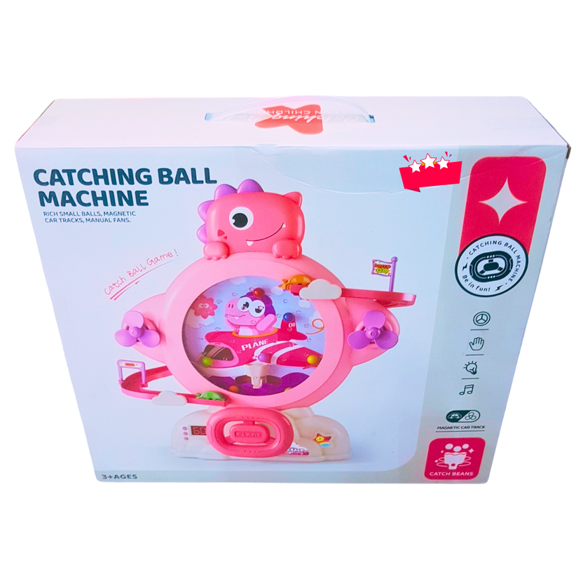 Catching Ball Machine Toy – Magnetic Car Track & Ball Game | Fun Dinosaur Design | Music & Manual Fans | Ages 3+ Main image
