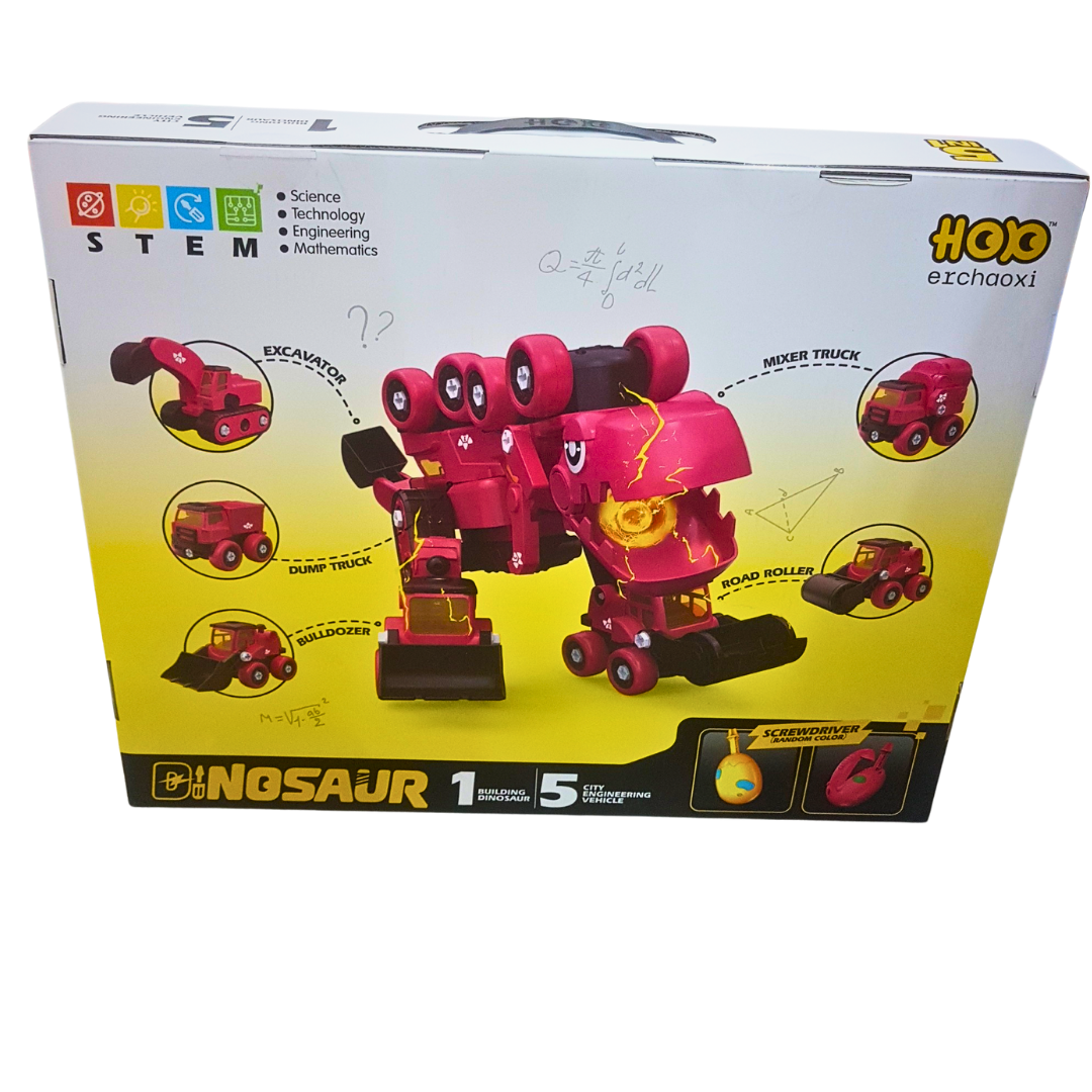 STEM Dinosaur Transforming Construction Vehicle Set | 85 Pieces | DIY Light & Sound Educational Toy for Kids 3+ | New Arrival in Pakistan Secondary image