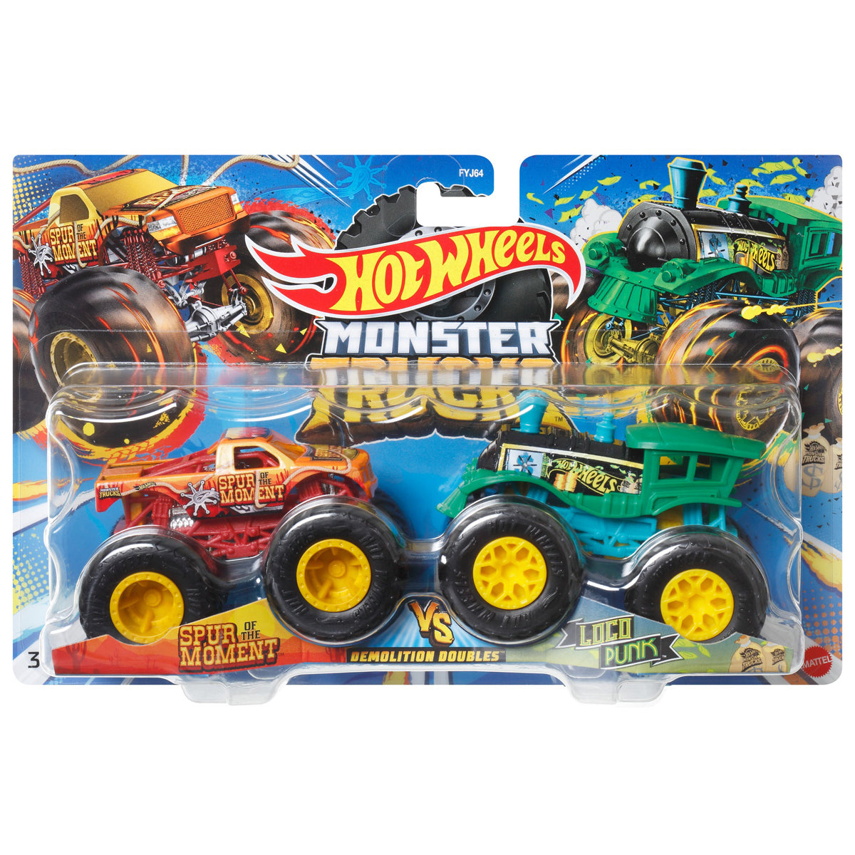 Hot Wheels Monster Trucks Demolition Doubles Spur Of The Moment VS Loco Punk