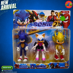 Sonic 2 Action Figures Set for Kids – Sonic, Super Sonic & Rouge Toy Pack | Sonic the Hedgehog Cartoon Character Toys for Boys & Girls (3+)