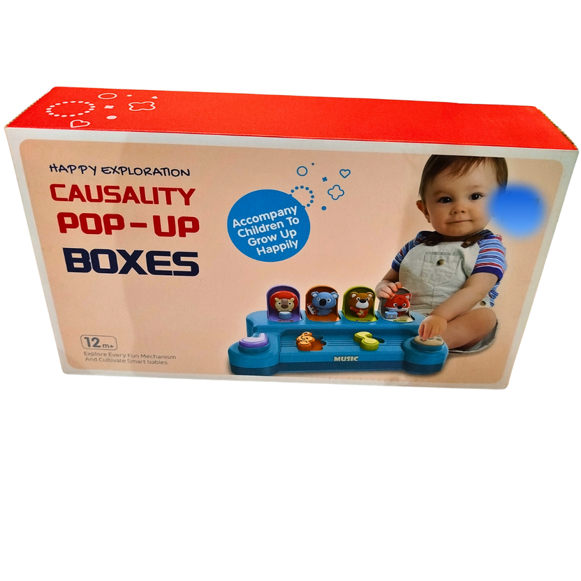 🧸 Causality Pop-Up Animal Toy for Toddlers – Interactive Music & Light Toy with Buttons and Animal Figures | Early Learning Toy for 12+ Months Main image