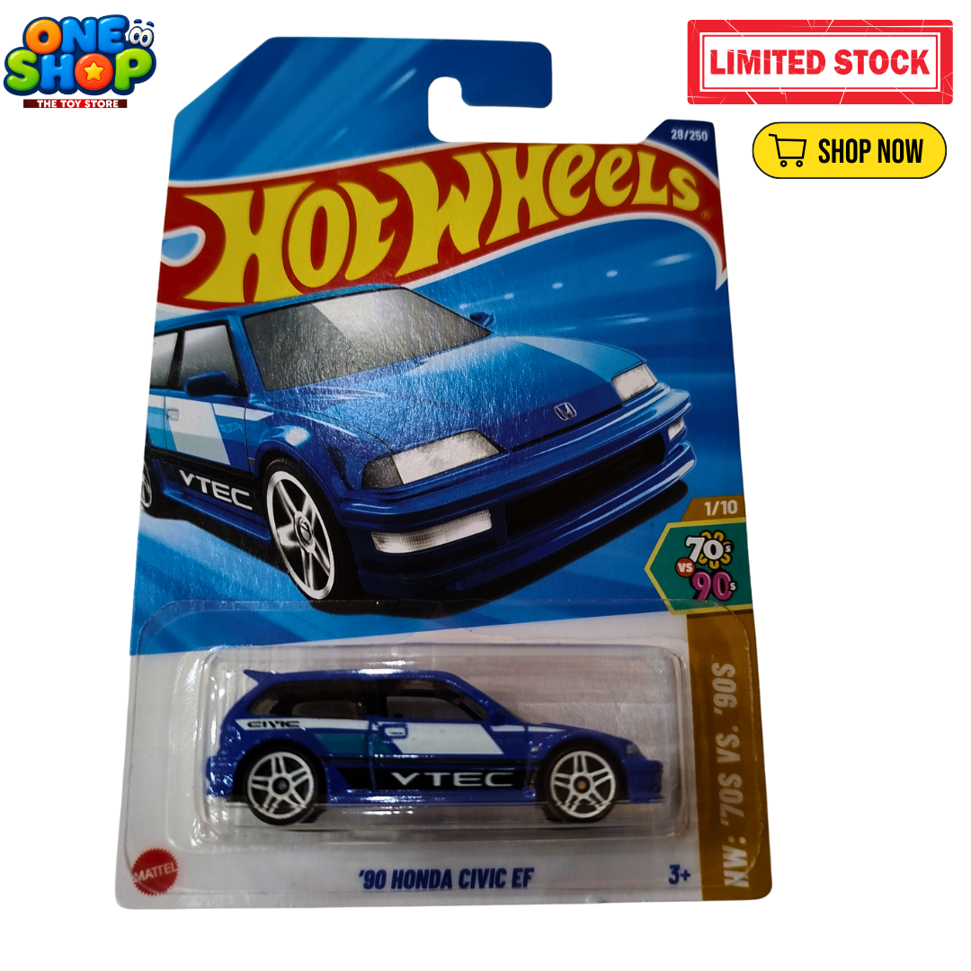 Hot Wheels ‘90 Honda Civic EF Die-Cast Car – 1:64 Scale Mattel Collectible | Classic Honda Civic Toy Car for Kids