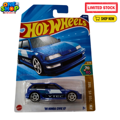 Hot Wheels ‘90 Honda Civic EF Die-Cast Car – 1:64 Scale Mattel Collectible | Classic Honda Civic Toy Car for Kids