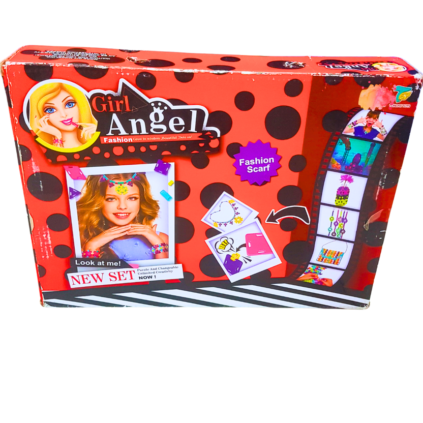 Girl Angel Fashion Scarf DIY Craft Kit – 736-Piece Creative Set for Designing Scarves & Jewelry (Ages 6+) Main image