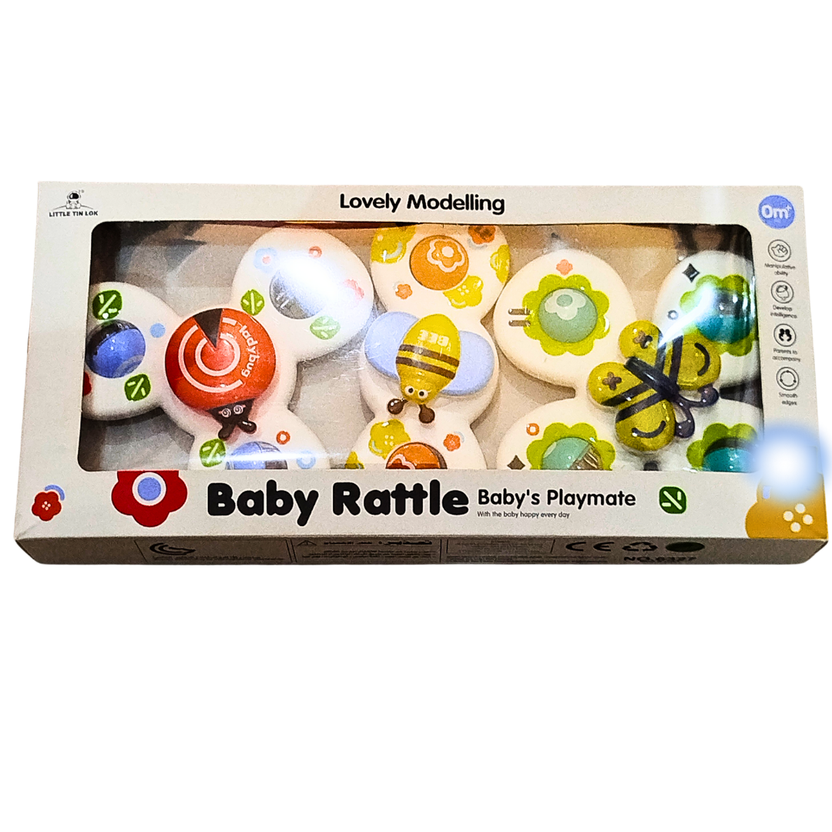 🌼 Baby Rattle Set – Nature-Themed Sensory Toys for Newborns | Little Tin Lok Lightweight Hand Grasp Rattles for 0+ Months Main image