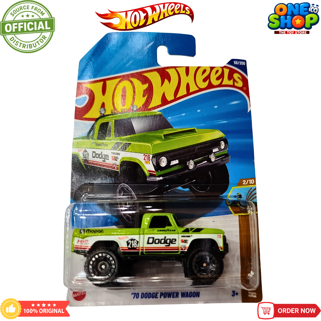 Hot Wheels ’70 Dodge Power Wagon Die-Cast Pickup Truck – Classic Off-Road Toy Truck for Kids & Collectors