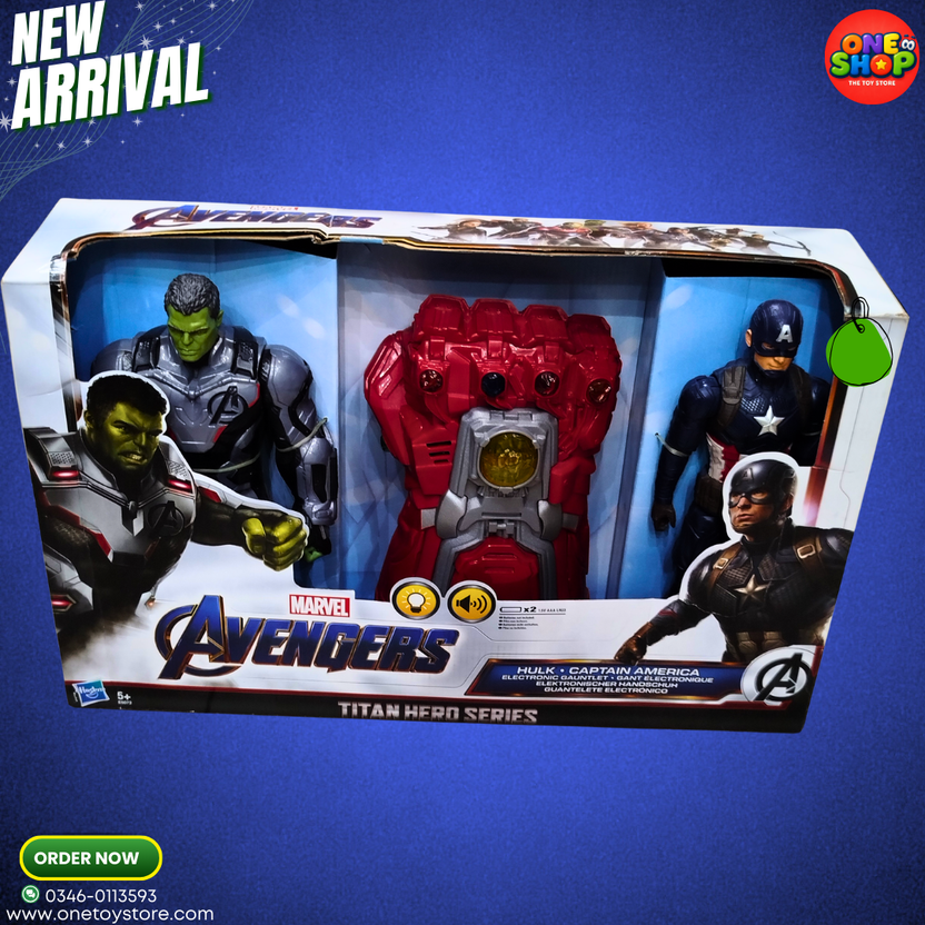 Marvel Avengers Titan Hero Series Action Figures Set – Hulk & Captain America with Electronic Gauntlet | Superhero Toys for Kids (5+) Main image