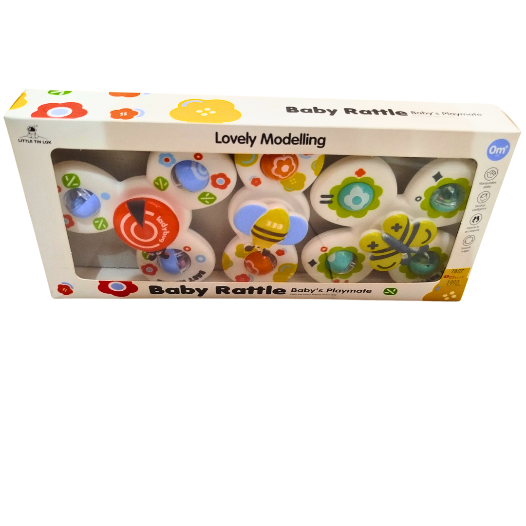 🌼 Baby Rattle Set – Nature-Themed Sensory Toys for Newborns | Little Tin Lok Lightweight Hand Grasp Rattles for 0+ Months