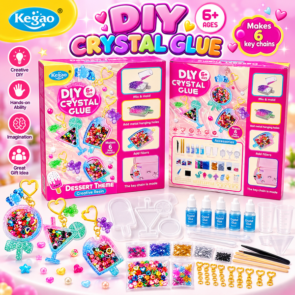 DIY Crystal Glue Creative Resin Keychain Kit – Dessert Theme, Makes 6 – Model 26889