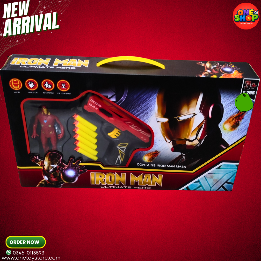 Iron Man Ultimate Hero Toy Set for Kids – Iron Man Action Figure with Dart Blaster & Mask | Superhero Role Play Toy for Boys (3+)