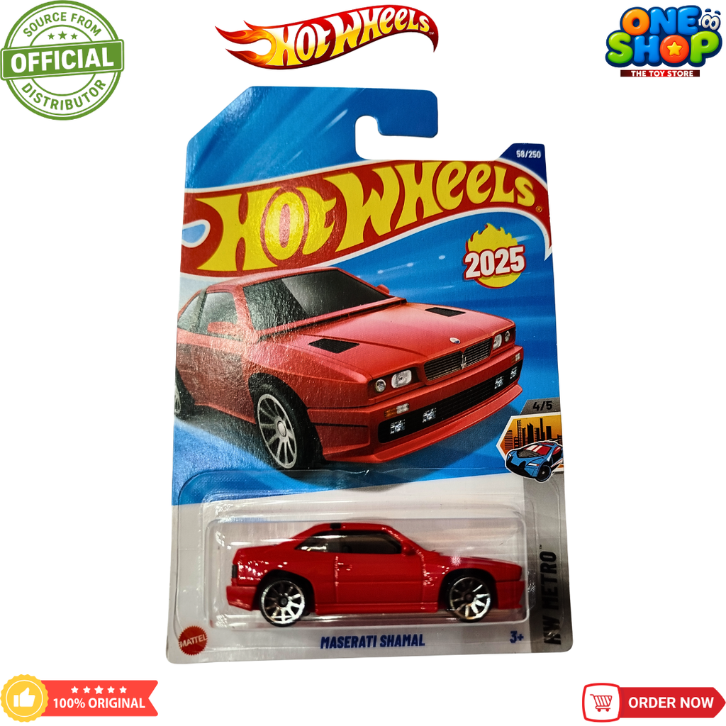 Hot Wheels Maserati Shamal 2025 Die-Cast Car – Red Luxury Sports Car Toy for Kids & Collectors