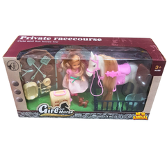 Girl and Horse Playset – Private Racecourse Doll with Horse & Stable Accessories for Kids 3+