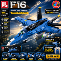 JIE STAR F16 Fighter Jet Building Blocks Set – 753 Pieces Military Aircraft Construction Toy for Kids 6+ | Model 61029