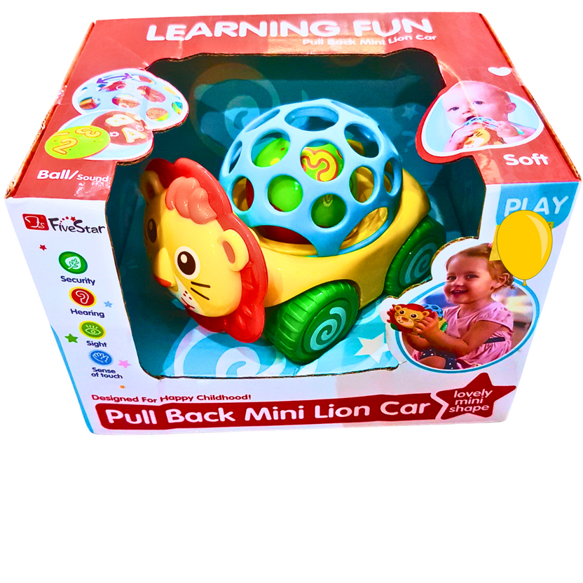 Five Star Pull Back Mini Lion Car for Babies | Learning Fun with Sound & Soft Texture | 12+ Months Main image