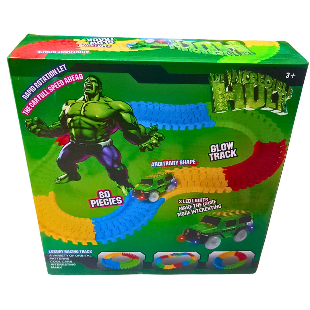 Hulk Glow Track Set for Kids – 80-Piece Flexible Racing Track with LED Light-Up Car | Marvel Avengers Toy for 3+ Years Secondary image