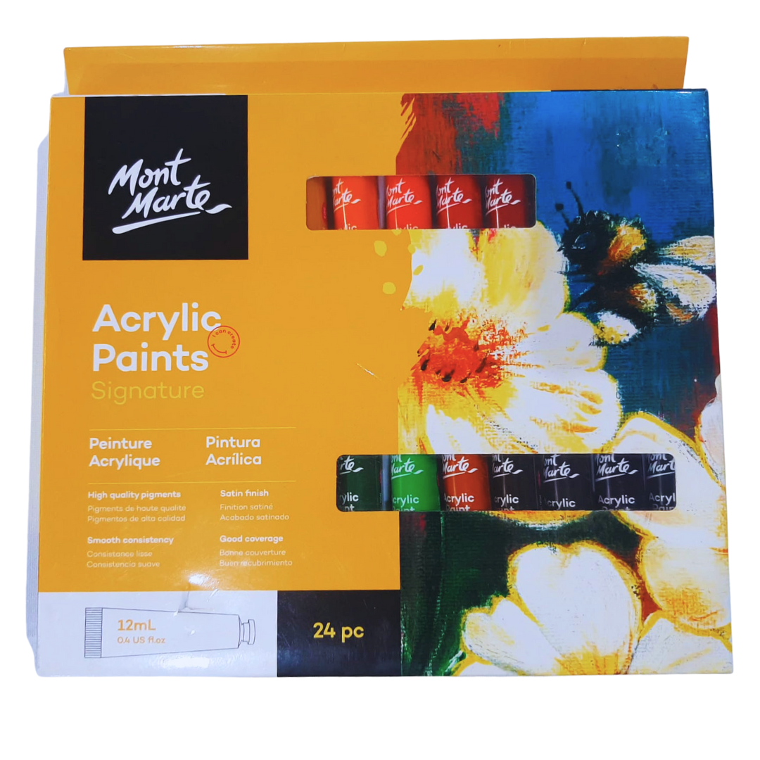 Mont Marte Signature Acrylic Paints Set - 24 Colors, 12ml Tubes
